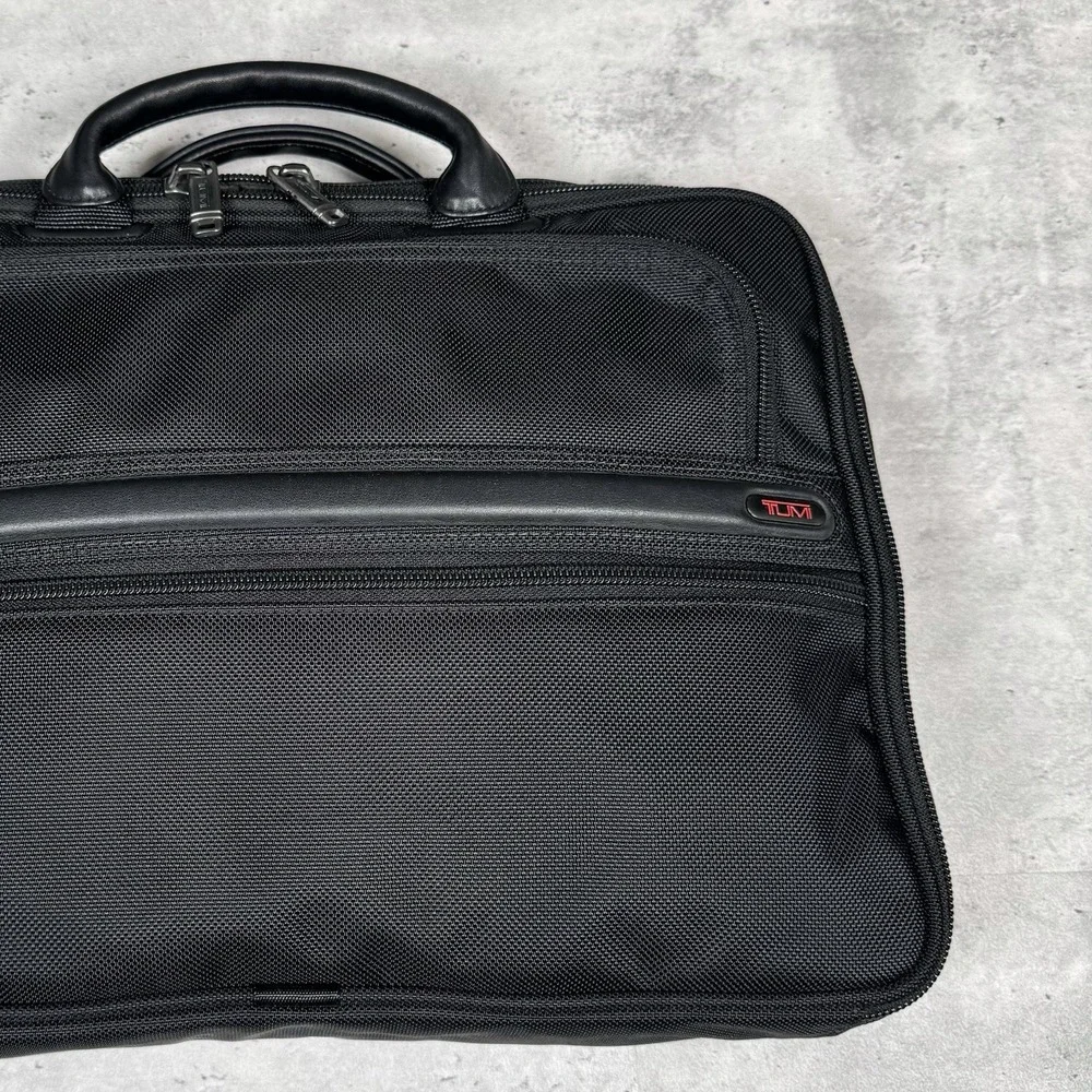 TUMI Padded 15' Laptop Files Soft Briefcase Leather Handles and Multi Pockets